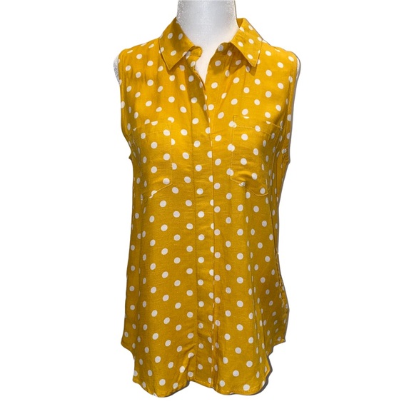 Velvet Heart NWT Yellow Polka Dot Carol Sleeveless Button Up XS - Picture 3 of 15